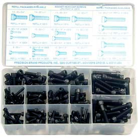 Socket Head Cap Screw Assortment - Steel - 6 Items, 190 Pcs - Made In USA