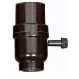 Satco Medium Base Socket - 3-Way Turn Knob w/Metal Bushing Less Set Screw 1/4 IP Cap