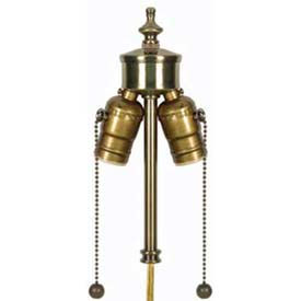 2 Light Pull Chain Cluster w/ Solid Polished Brass Socket