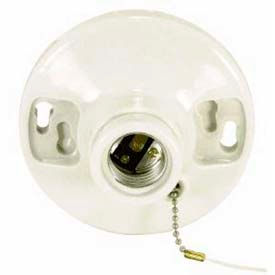 Glazed Porcelain On-Off Pull Chain Ceiling Receptacle