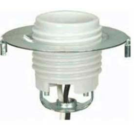 Keyless Threaded Glazed Porcelain Socket w/ Hickey Ring and 26-in. Leads