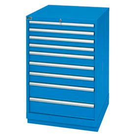 9 Drawer Standard Width Cabinet - Bright Blue, Keyed Alike