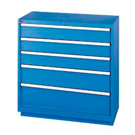 5 Drawer Shallow Depth Cabinet - Bright Blue, Keyed Alike