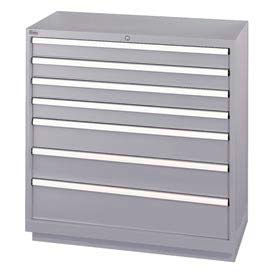 7 Drawer Shallow Depth Cabinet - Light Gray, Master Keyed