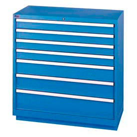7 Drawer Shallow Depth Cabinet - Bright Blue, No Lock