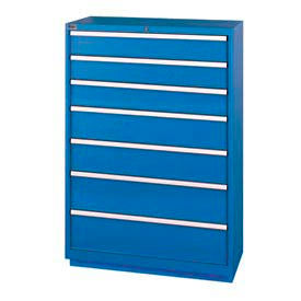 7 Drawer Shallow Depth, 59-1/2"H - Bright Blue, No Lock
