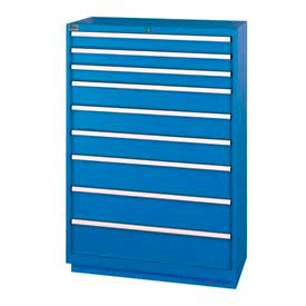 9 Drawer Shallow Depth, 59-1/2"H - Bright Blue, No Lock
