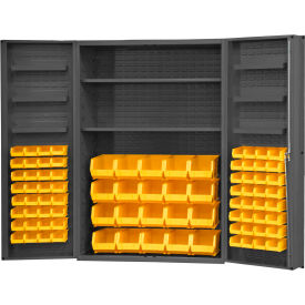 Storage Bin Cabinet - 84 Yellow Hook-on Bins & Shelves 48" x 24" x 72"