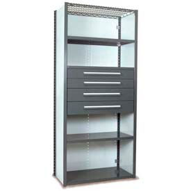Closed Shelf Starter Unit - 36" W X 18"D X 84" H with 5 Shelves and 4 Drawers, Office Gray