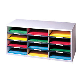 12-Section Compartment Sorter, Melamine Laminated, Dove Gray