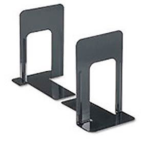 Jumbo Deluxe Metal Bookends, Nonskid Padded Base, Black Enamel, 1 Pair