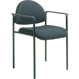 Stacking Guest Chair with Arms - Fabric - Low Back - Black