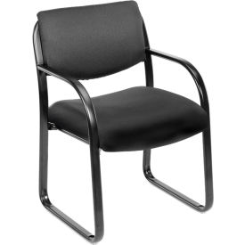 Reception Guest Chair with Arms - Fabric - Black