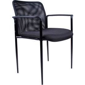 Reception Guest Chair with Arms - Mesh- Black