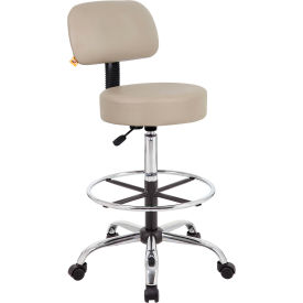 Medical Stool with Backrest and Footring - Vinyl - Beige