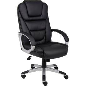 Executive Office Chairs w/ Arms, Leather & Metal, High Back, 20" - 23-1/2"H Seat, Black