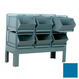 Pre-Built Roller Bearing Unit, 51-1/4"W X 24"D X 37"H, 6 Steel Bins, Blue