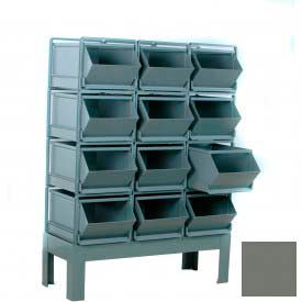 Pre-Built Roller Bearing Unit, 42-1/4"W X 20-1/2"D X 52"H, 12 Steel Bins, Gray