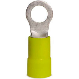 Ring Terminal, 4 Awg, Stud Size 1/2", Yellow - 4 pk.