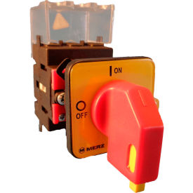 25A, 3-Pole Disconnect Switch, Red/Yellow Color, Center-Mount, Lockout