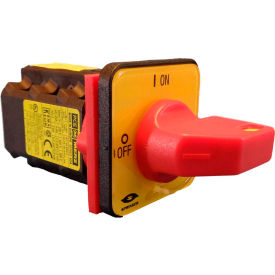 16A, 3-Pole Disconnect Switch, Red/Yellow, Center-Mount, Lockout