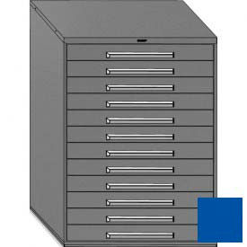 45"W Modular Cabinet 12 Drawers with Dividers, 59"H & Lock, Keyed Differentiated, Textured Regal Blue
