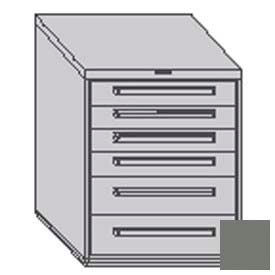 30"W Modular Cabinet 6 Drawers No Divider, 38"H, Keyed Alike Lock-Smooth Office Gray