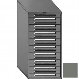 30"W Modular Cabinet 18 Drawers with Dividers, 59"H, Keyed Alike Lock-Smooth Office Gray