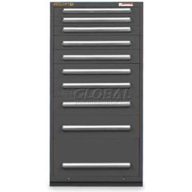 30"W Modular Cabinet 10 Drawers w/Dividers, 59"H, No Lock-Smooth Office Gray