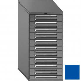 30"W Modular Cabinet 18 Drawers with Dividers, 59"H, No Lock-Textured Regal Blue