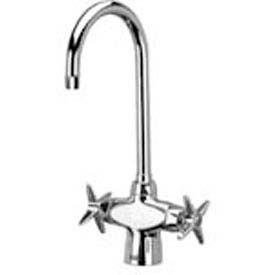 Double Lab Faucet with 5-3/8" Gooseneck and Four Arm Handles - Lead Free