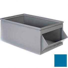 Steel Bin - 10"W x 18"L x 6"H Steel Hopper Box, Blue