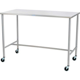 Stainless Steel Mobile Instrument Table, 48"W x 24"D, H-Brace