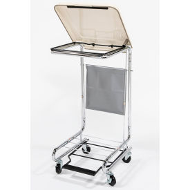 Step-On Chrome Hamper with White Poly-Coated Steel Lid