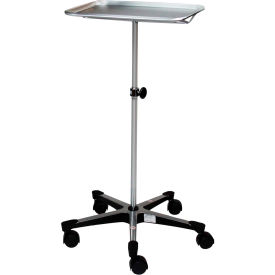 Chrome Instrument Stand with 5-Leg Cast Aluminum Base, 12-5/8" x 19-1/8" Tray