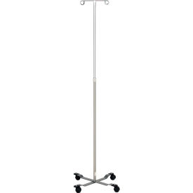 Chrome IV Stand with 4-Leg Base, 2-Hook, adjustable Height