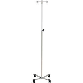 Chrome IV Stand with 4-Leg Base, 2-Hook, Adjustable Height