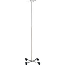 Chrome IV Stand with 4-Leg Base, 4-Hook, Adjustable Height