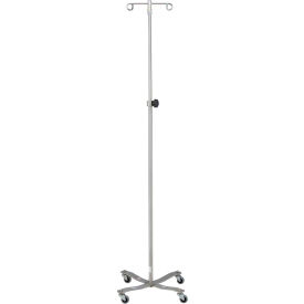 Stainless Steel IV Stand with 4-Leg Base, 4-Hook, 51-3/4" - 94" Height