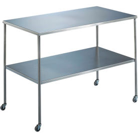 Stainless Steel Mobile Instrument Table, 30"W x 16"D, Undershelf