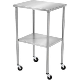 Stainless Steel Mobile Instrument Table, 20"W x 16"D, Undershelf
