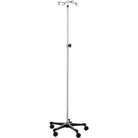 IV Stand with 5-Leg Base, 4-Hook, 52-1/2" - 93-1/2" Height