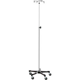 Heavy Duty Chrome IV Stand with 5-Leg Base, 4-Hook, 56"-100" Height