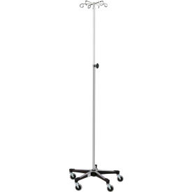 Heavy Duty Chrome IV Stand with 5-Leg Base, 6-Hook, 56"-100" Height
