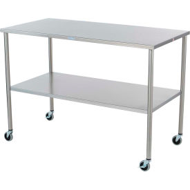 Mobile Stainless Steel Instrument Table, 72 x 24", Undershelf