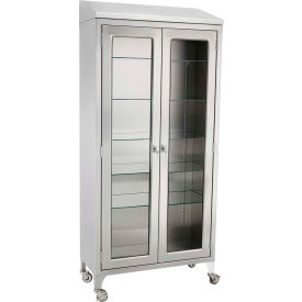 Instrument and Supply Cabinet, 5 Glass Shelves, 35-5/8"W x 16"D x 79-1/4"H