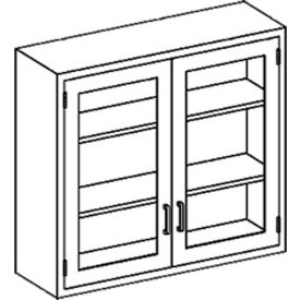 Stainless Steel Wall Cabinet with Double Glass Doors, 2 Shelves, 35"W x 13"D x 30"H