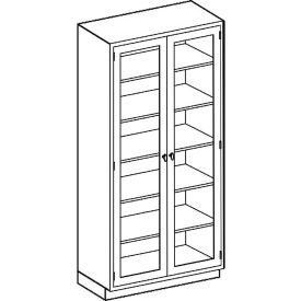 Stainless Steel Medical Cabinet with Glass Doors, 5 Shelves, 35"W x 18"D x 84"H
