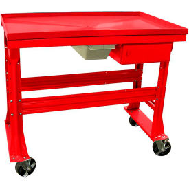 Teardown Bench, Fluid Container, Drawer, 60"W x 30"D, Red