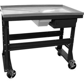 Teardown Bench, Drawer/Fluid Container, Stainless Steel Top, 60"W x 30"D, Black